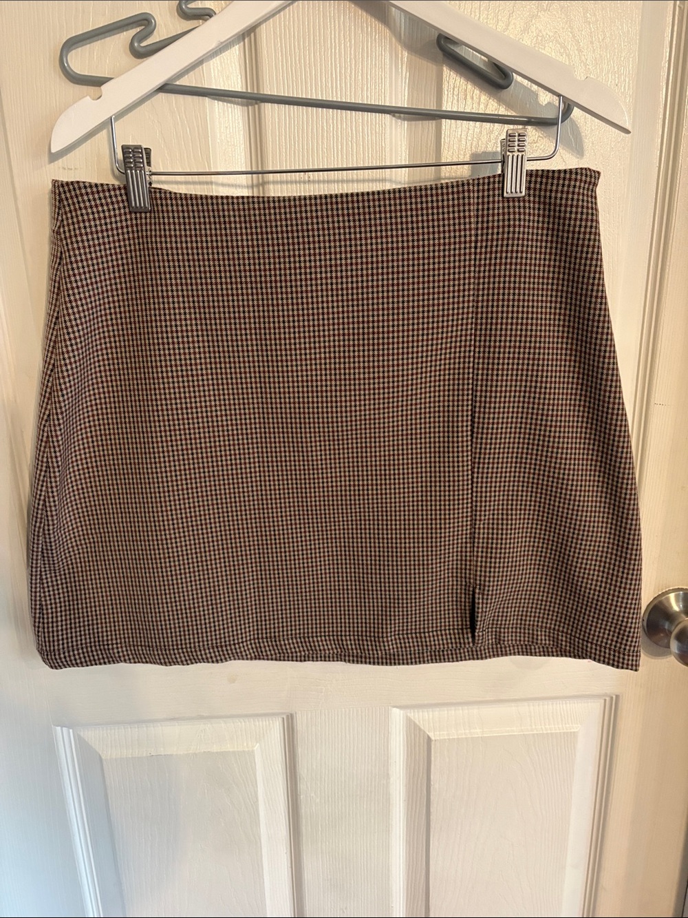 Cider Brown Checked Mini Skirt